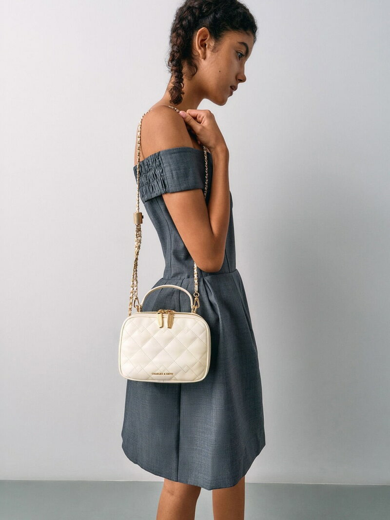 Rakuten - 【SALE／30%OFF】Duo ドゥオ キルトバニティトップハンドルバッグ CHARLES & KEITH チャールズアンドキース バッグ ショルダーバッグ レッド ベージュ ブラック【RBA_E】【送料無料】[Rakuten Fashion]