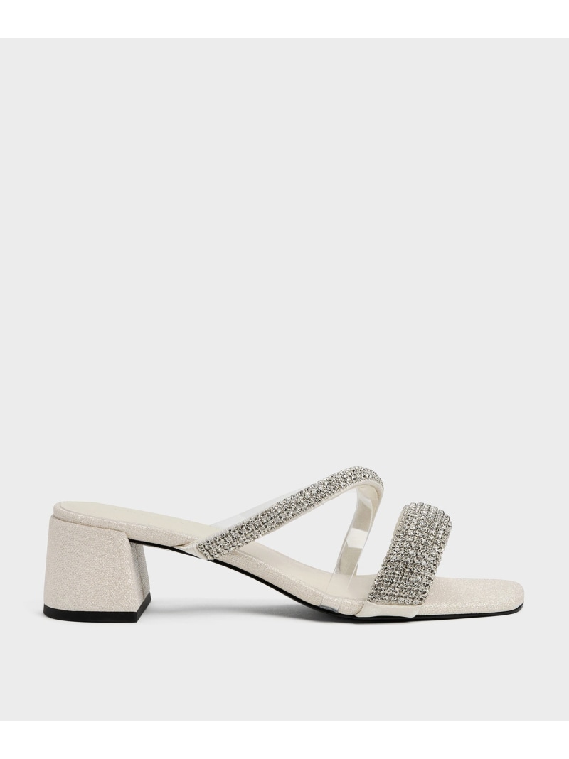Rakuten - クリスタル エンベリシュッドヒールサンダル CHARLES & KEITH チャールズアンドキース シューズ・靴 ミュール【送料無料】[Rakuten Fashion]