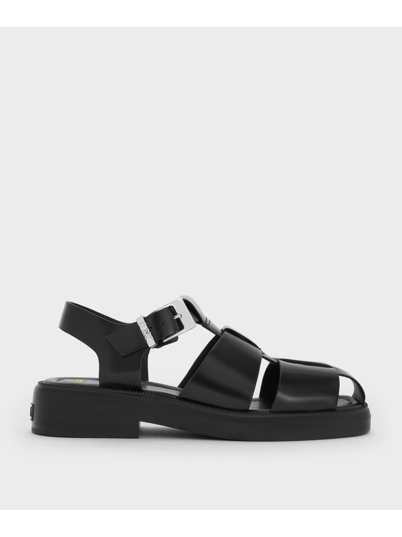 レザー ケージサンダル CHARLES & KEITH チャールズアンドキース シューズ・靴 サンダル ブラック【送料無料】[Rakuten Fashion]