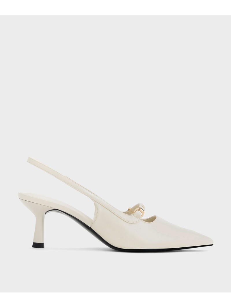 【SALE／30%OFF】メタリックアクセント スリングバックパンプス CHARLES & KEITH チャールズアンドキース シューズ・靴 パンプス ホワイト【RBA_E】【送料無料】[Rakuten Fashion]