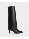 ポインテッドトゥ キトゥンヒールロングブーツ CHARLES & KEITH チャールズアンドキース シューズ・靴 ブーツ ブラック【送料無料】[Rakuten...