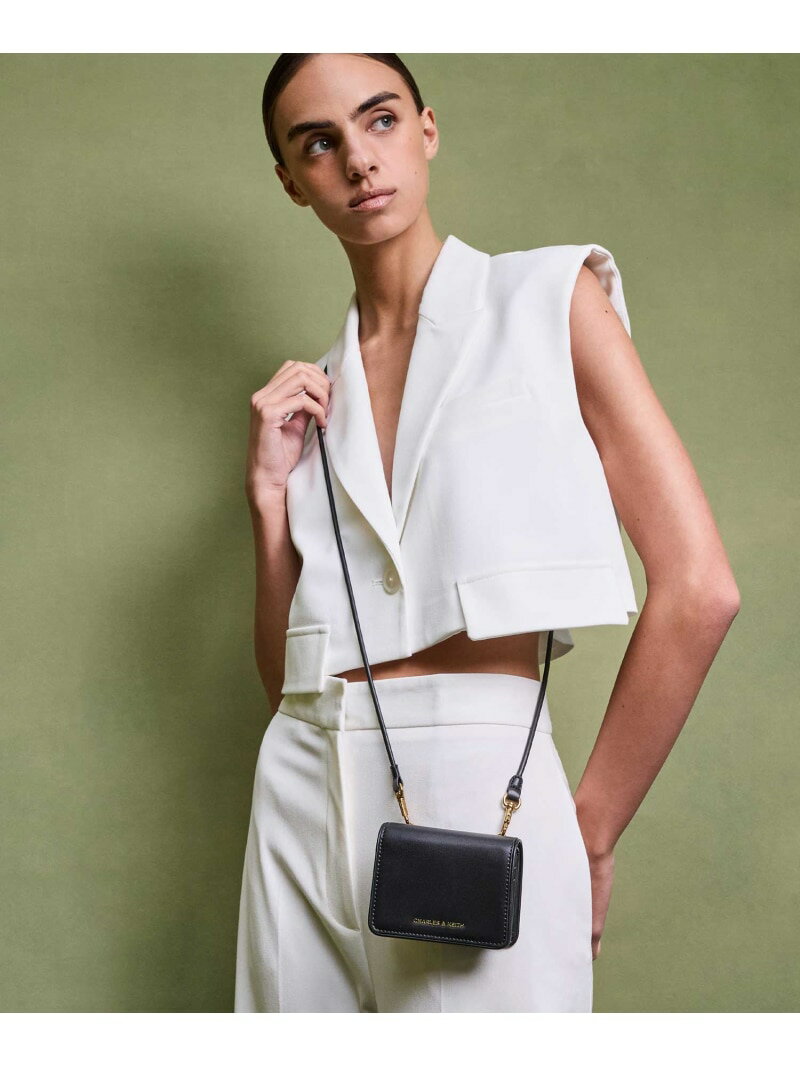 Rakuten - Lyla ライラ ノットストラップウォレット CHARLES & KEITH チャールズアンドキース 財布・ポーチ・ケース コインケース・小銭入れ・札入れ ブラック【送料無料】[Rakuten Fashion]