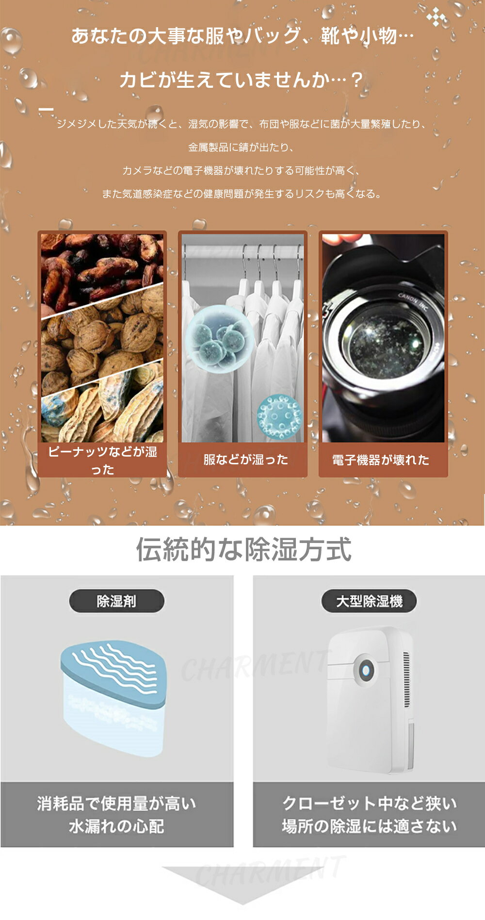 ★COUPONで1,881円・セール限定★ 半永久 除湿機 小型 除湿機 無電源で使える 繰り返し使用除湿機 コンパクト 除湿機 小型 無電源で使える 繰り返し使用 除湿剤 乾燥剤 湿気取り カビ対策 結露対策 省エネ シンプル 繰り返し使用可能 除湿器 クローゼット/靴棚/ 3