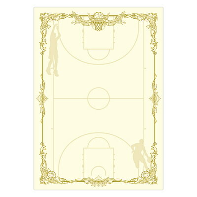 スポーツ賞状用紙 A4判 バスケ 横書用 10枚 プリンター対応 10-1801 デザイン賞状 ササガワ 業者様歓迎