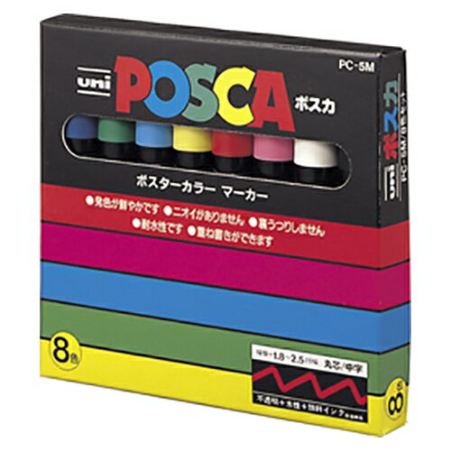 ポイント UP 期間限定 △△ ポスカ 8色 中字 丸芯 POSCA PC5M8C 三菱鉛筆 MITSUBISHI ◎のサムネイル