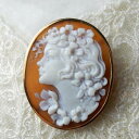 K18シェルカメオとても美しい女性の「フリオ」作・ペンダントイタリア製カメオ(加工・日本)