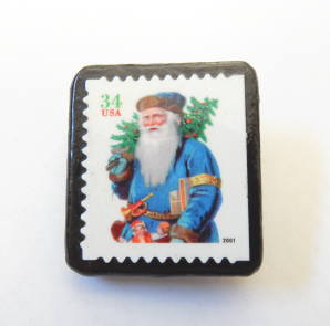 ●【クリスマス切手ブローチ】TANZAWAさんの手作りブローチアメリカプレゼントにもおススメ！メール便発..