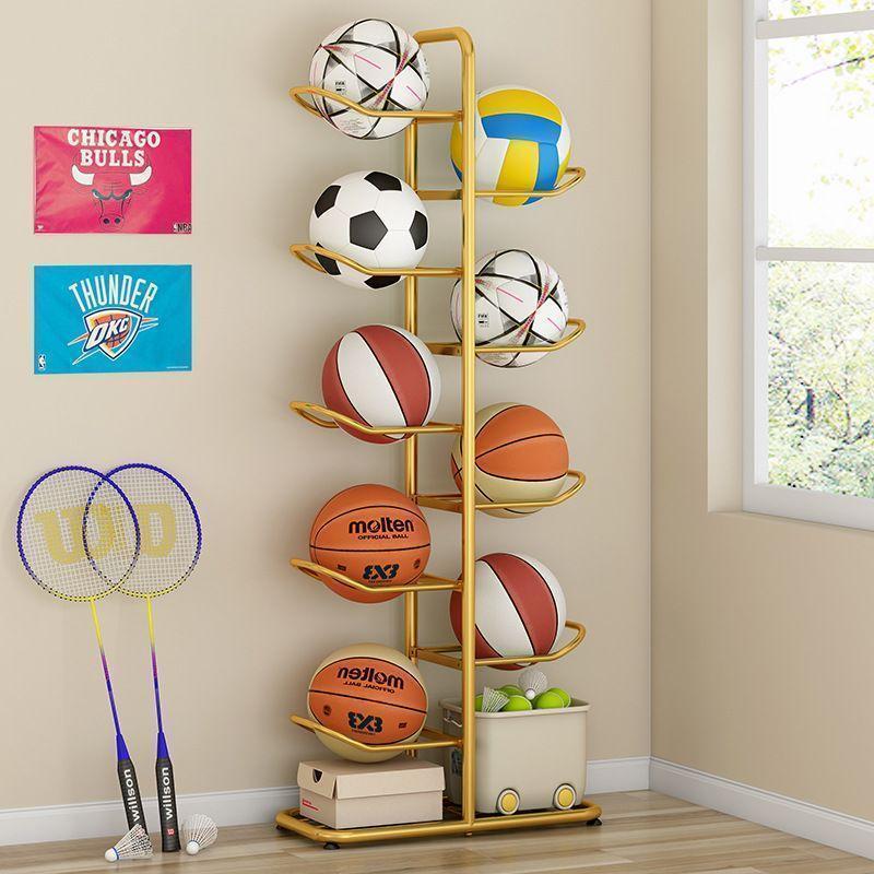 Rakuten - ボール収納ラック ボールスタンド 5段階式 サッカー バスケ ボール 組み立て簡単 玄関 整理 ボール置き 省スペース