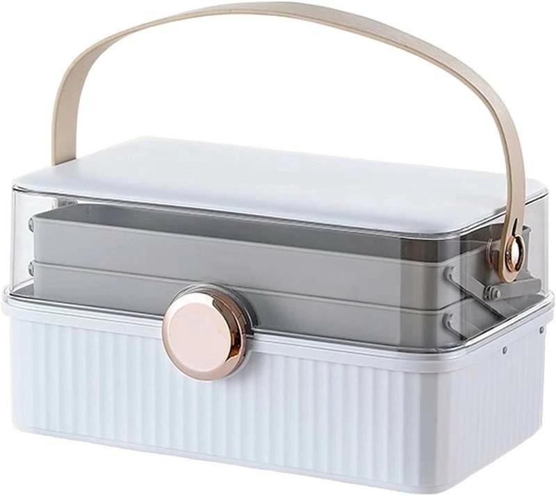 Rakuten - ロック付き 小物入れ 家庭用 道具箱 工具箱 ジュエリーボックス ツールボックス オシャレ かわいい 折り畳み式 3層 大容量 裁縫箱 お薬箱 メディカルボックス 薬ボックス 収納ボックス 薬箱 救急箱