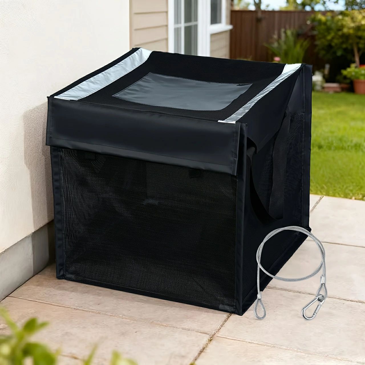 Rakuten - カラス防止 屋外用ゴミ箱 大容量125L 折りたたみ式 耐衝撃 ドアツードア収集用 超軽量 家庭用 屋外ゴミ収集ステーション ゴミ保管 カラス・野良猫対策