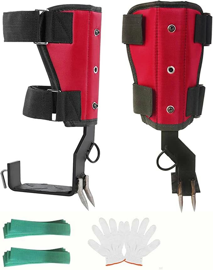 乐天商城 - 木登り器 木登りスパイクセット 直立木登り道具 昇柱器 2つの爪 アップグレードされたワンピースステッチ ベルクロデザイン より柔軟な調整なストラップロープ 調節可能なリストストラップ付き 木登り靴滑り止めペダル 落下防止林業用品 伐採 道具 狩猟や観察