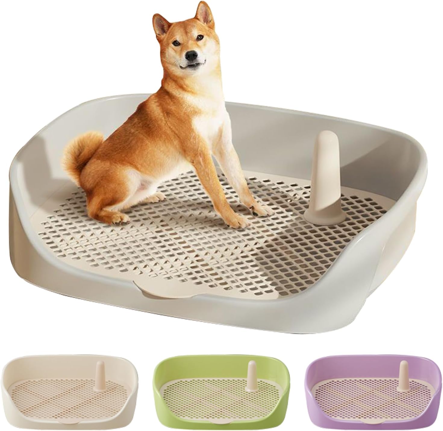 Rakuten - トレーニング トイレトレー トレーニングトイレ 柱付き 犬トイレトレー 犬 ペットトイレ メッシュトレー 犬 トイレ ペット用品 犬トイレトレー トイレ容器 トイレ用品 保護掃除が簡単 メッシュトレ 飛び散り防止壁プレート付き 訓練しやすい ワイド