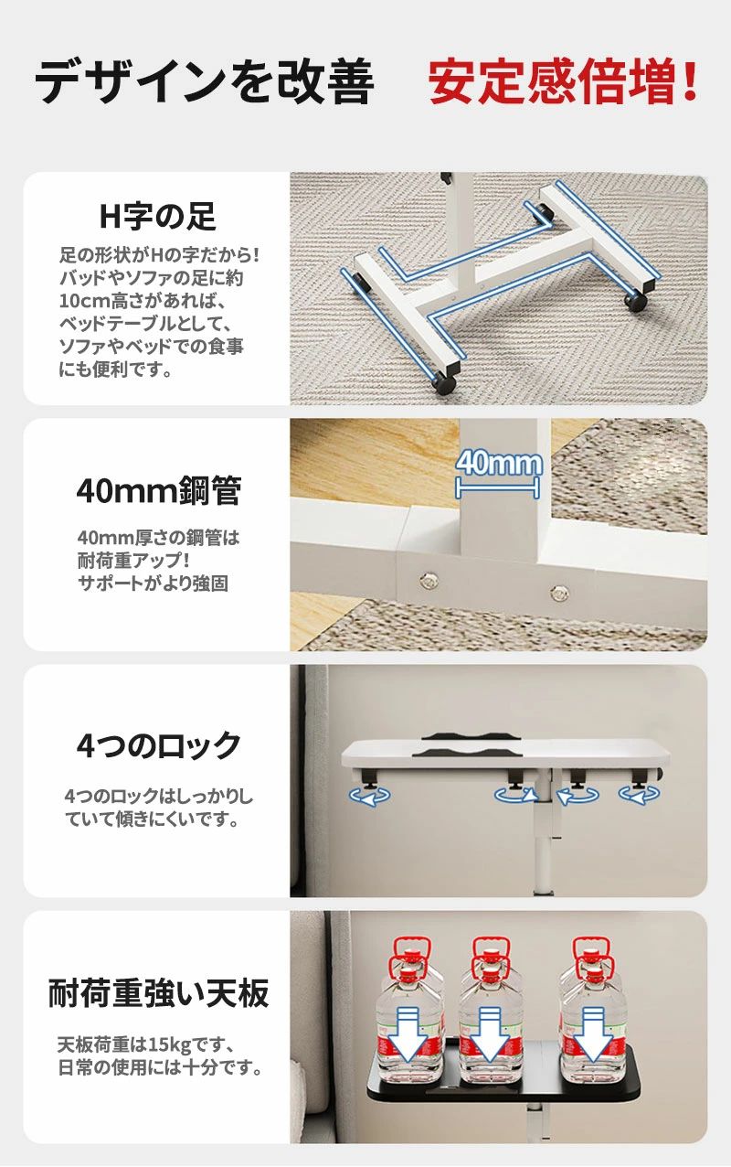 パソコンデスク 昇降式デスク コンパクト 幅60cm 折り畳み キャスタ付き 高さ調節可能 白 省スペース 収納 おしゃれ 角度調整 高さ調整 天板回転 パソコンテーブル スタンディングデスク サイドテーブル 昇降デスク コンパクト 昇降式テーブル 折りたたみテーブル [3]