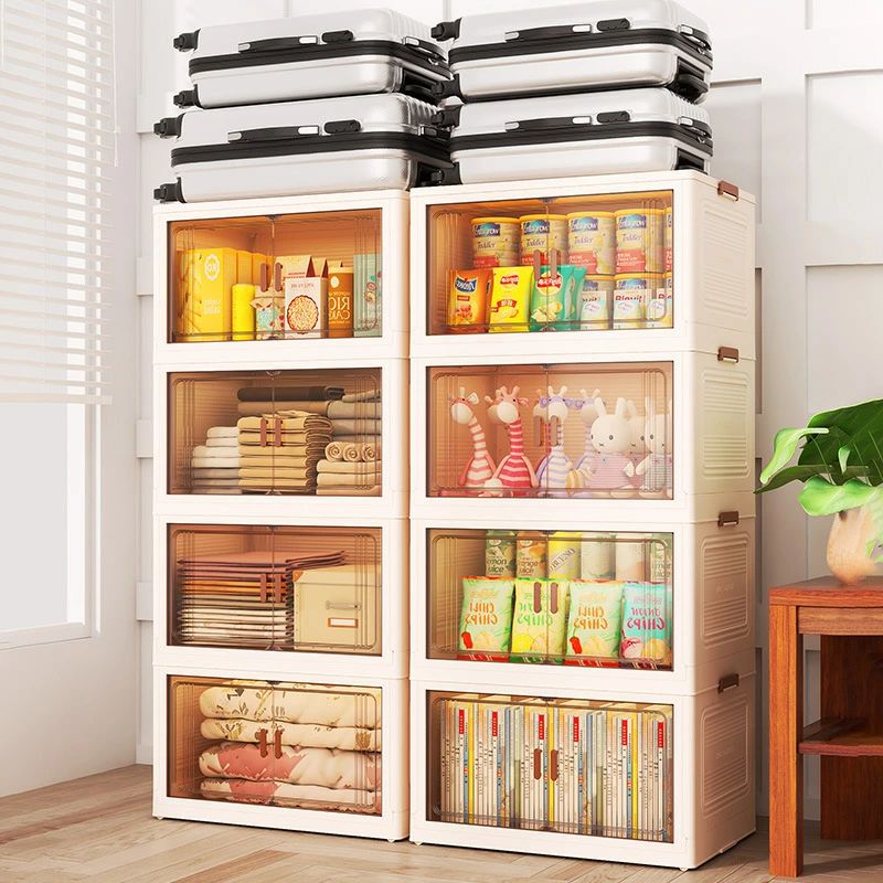 Rakuten - 折りたたみコンテナ 化粧品 大容量 折り畳み収納キャビネット 書類 ボックス 本 一人暮らし 子供収納棚 ベビータンス 寝室 ベッドルーム 折り畳み収納ボックス 雑誌 1-5層 収納箱 整理整頓 オフィス 家庭用 透明 おもちゃ 扉付き 前開き 省スペース 衣類