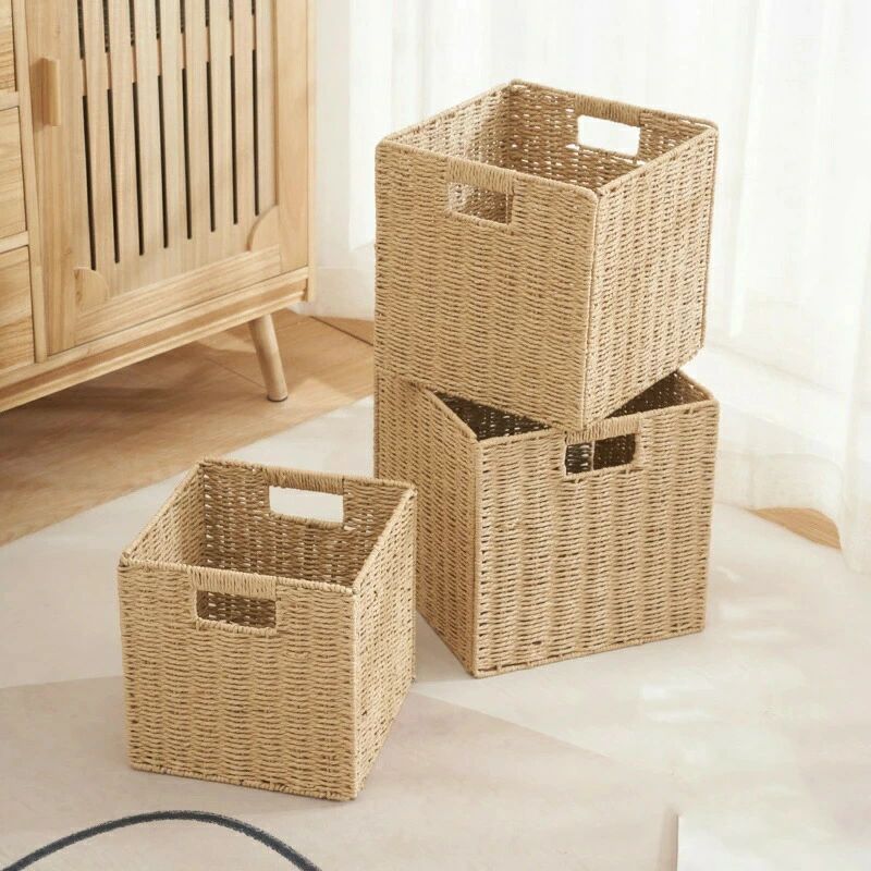 収納 ペットボトル 北欧風 スタッキング おしゃれ 重ねられる スタック 洗えるカゴ シンプル かご タオル 収納ボックス カゴ さまざまなサイズ バスケット 籠 [3]