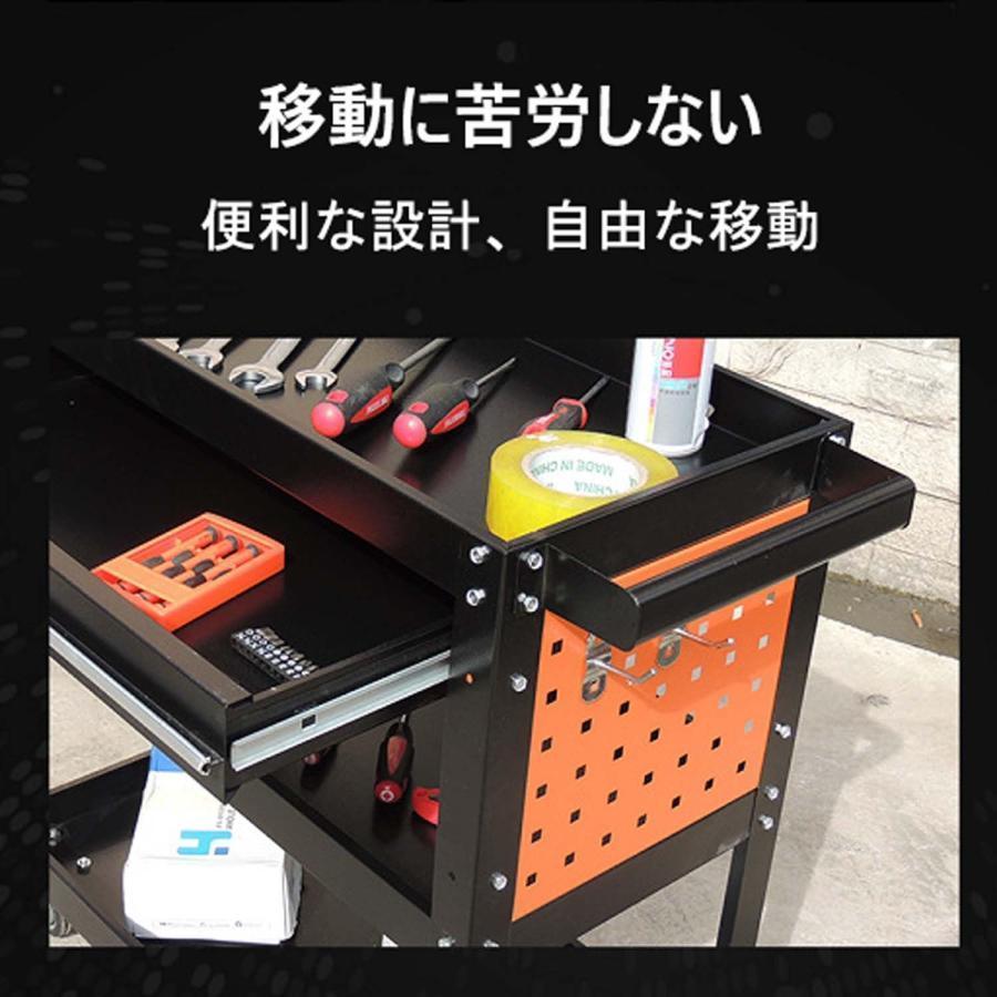 ツールワゴン 工具カート 工具台車 作業台 工具棚 ツールカート 3ティアシェルフヘ...