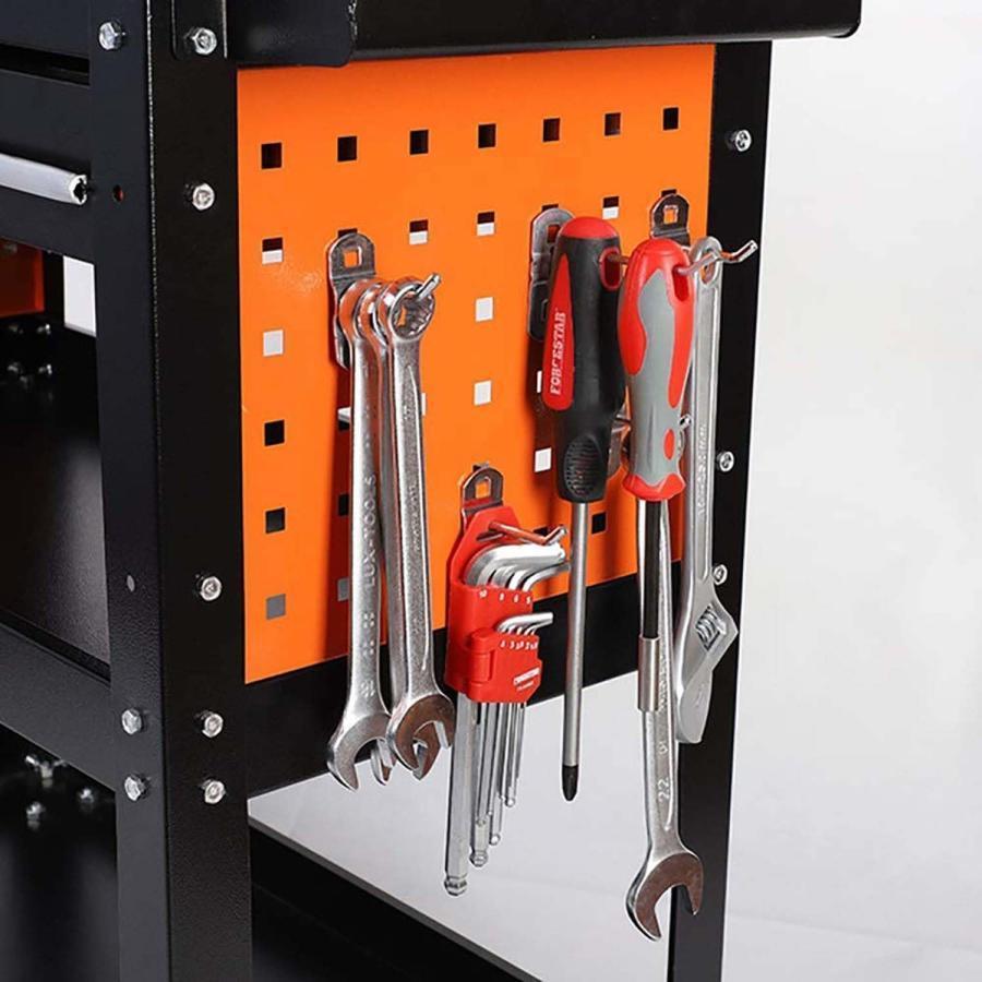 ツールワゴン 工具カート 工具台車 作業台 工具棚 ツールカート 3ティアシェルフヘ...
