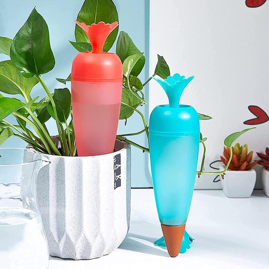 CHAS-CHUNK-Aショップの自動給水器 植物 給水やり当番 給水キャップ じょうろ にんじん モデリング自動灌水装置 屋内観葉植物用散水ツール ガーデニング 野菜 果実 留守 出張 旅行用 (｜アングル2