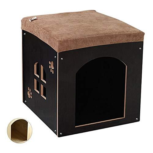 樂天商城 - ペットハウス ペットベッド ペットヴィラ 屋外の犬小屋 室内猫用トイレ 多目的スツール 中小ペットルーム オールシーズン利用可能 犬小屋 (Color : Black Size