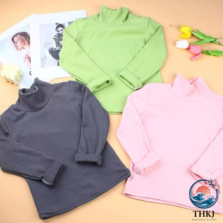CHAS-CHUNK-Aショップのキッズ服 微起毛 カットソー ハイネック t シャツ 子供服 2 枚セット 男の子 女の子 暖かい 120 インナー タートルネック ユニセックス ベビー モコモコ 通園 80 90 100 110 可愛い 130 140 150cm｜アングル3