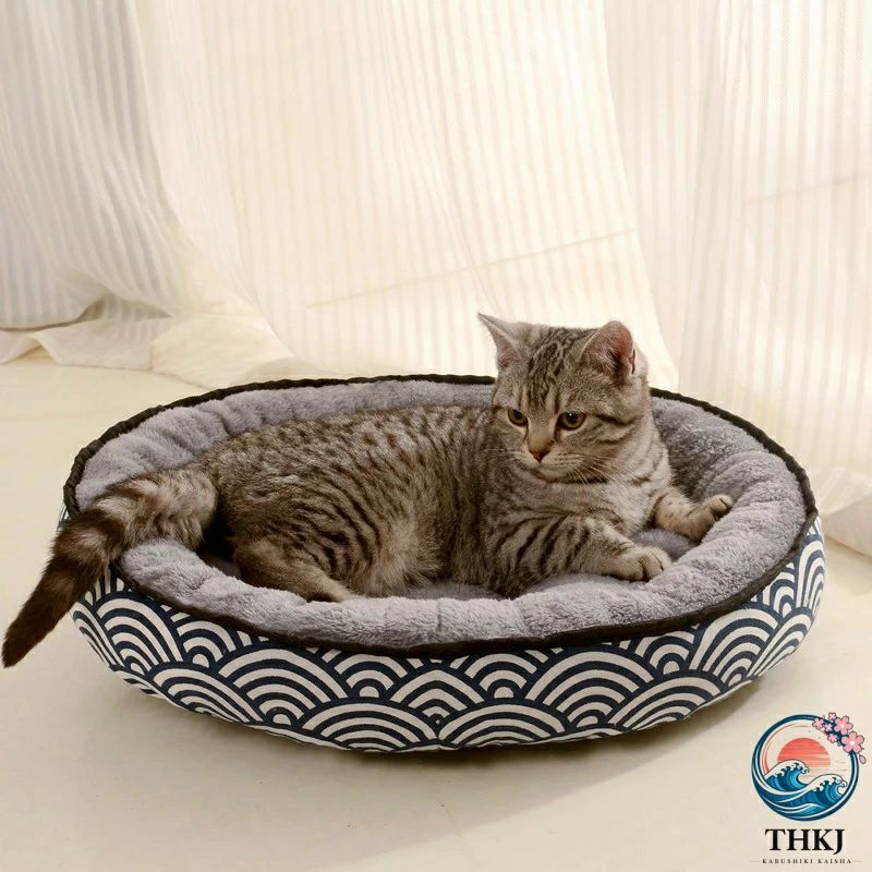 ペットベッド楕円形 猫 犬 洗える両面使用可能 ドームハウス クッション ペットハ...