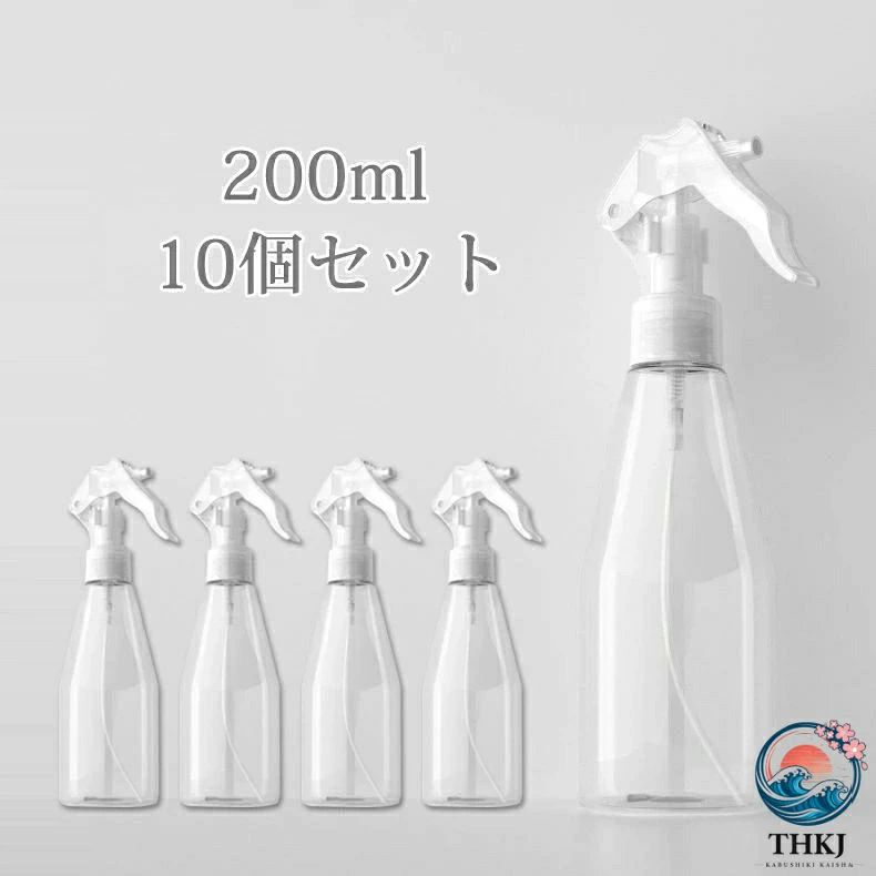 商品説明 各種液体の詰め替えに便利なスプレーボトル！ アルコール、除菌液、洗剤、化粧水はもちろん、ヘアミスト・ペット用スプレー・園芸用噴霧など幅広くご使用いただけます。 細かく均一なミスト噴射が可能で、軽く押すだけで使いやすさ抜群。 毎日の除菌やスキンケア、植物のお手入れにもおすすめです。 コンパクト＆軽量設計で持ち運びにも便利！ 旅行・出張・遠足・アウトドアなどのお出かけ時にも大活躍。アルコールや化粧水を小分けして、バッグにすっきり収納できます♪ 透明ボトルなので残量がひと目でわかりやすく、シンプルデザインで家庭用・業務用どちらにもおすすめです。 商品名：スプレーボトル 容量：200ml 重量：34.6g カラー：透明 素材：PET+PP セット内容：10個セット 生産国：中国 ご注意 ※返品・交換・キャンセル不可とさせて頂きます。予めご了承ください。【不良品は対応致します】 ※エコ包装のため、輸送中に包装が潰れる場合がございますので、予めご了承ください。 ※弊店では電子領収書を発行致します。領収書ご希望の場合、ご購入いただく際に備考欄でご記載お願い申し上げます。 ▼検索関連キーワード（商品の説明ではありません） 携帯用スプレーボトル 詰め替えボトル スプレー容器 アルコール対応ボトル 霧吹きボトル ミストボトル 小分けボトル 透明スプレーボトル 旅行用ボトル 空ボトル 化粧水ボトル 除菌スプレーボトル 消毒用ボトル 詰替え容器 アトマイザー プラスチックボトル 携帯容器 トラベルボトル 200mlボトル 5個セット 液体容器 スプレーポンプ 細霧ミスト ヘアミスト容器 園芸スプレー 掃除用ボトル シンプルデザイン 軽量ボトル コンパクト収納 業務用 家庭用 旅行便利グッズ 詰め替え用スプレー 持ち運び便利 透明容器 小型スプレー 連続噴霧 空容器 化粧品容器▼検索関連キーワード（商品の説明ではありません） 携帯用スプレーボトル 詰め替えボトル スプレー容器 アルコール対応ボトル 霧吹きボトル ミストボトル 小分けボトル 透明スプレーボトル 旅行用ボトル 空ボトル 化粧水ボトル 除菌スプレーボトル 消毒用ボトル 詰替え容器 アトマイザー プラスチックボトル 携帯容器 トラベルボトル 200mlボトル 5個セット 液体容器 スプレーポンプ 細霧ミスト ヘアミスト容器 園芸スプレー 掃除用ボトル シンプルデザイン 軽量ボトル コンパクト収納 業務用 家庭用 旅行便利グッズ 詰め替え用スプレー 持ち運び便利 透明容器 小型スプレー 連続噴霧 空容器 化粧品容器
