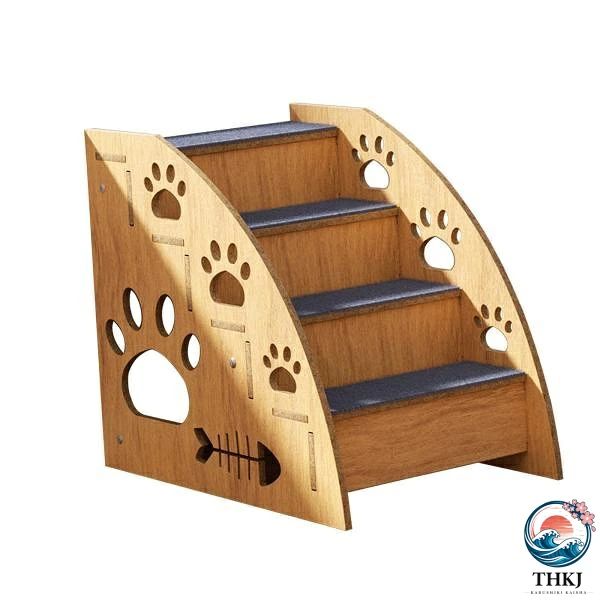 木製ペット階段 ペット 猫用ステップハウス 子猫から高齢動物まで 家 4 階建て