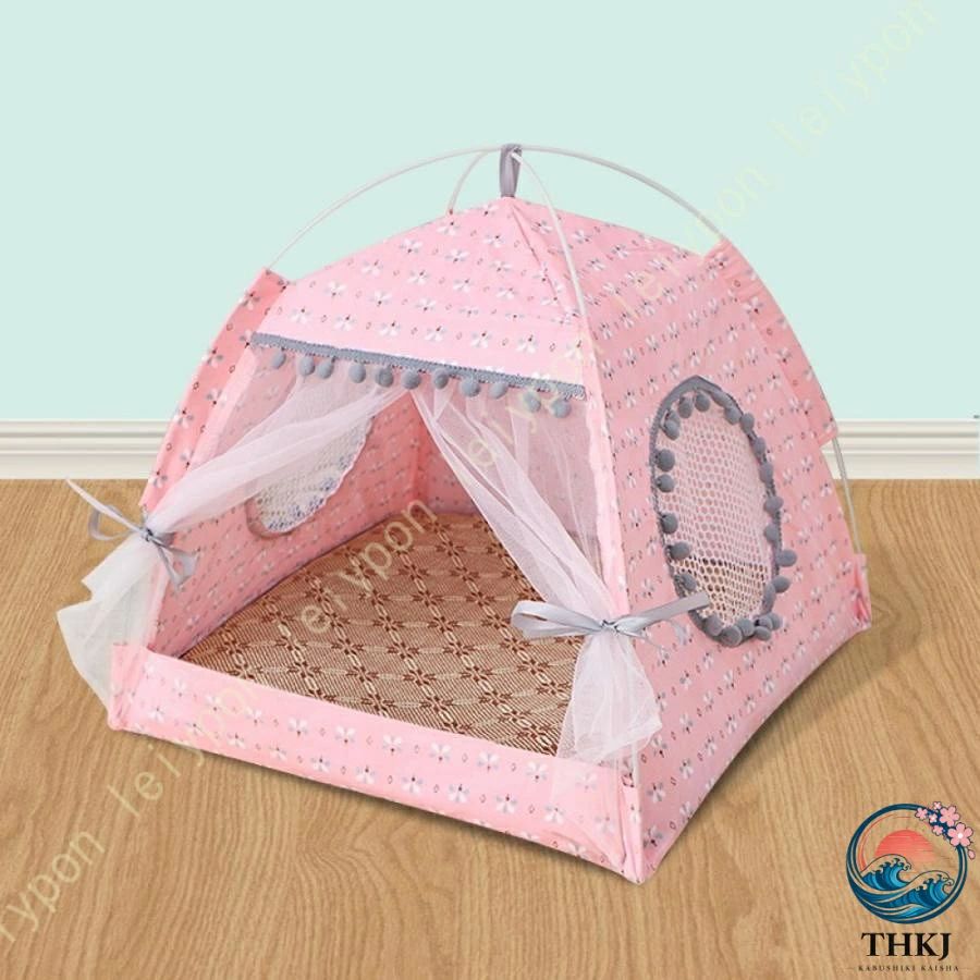 ペットテント ベッド 寝具 マット テント キャットハウス 室内 犬猫兼用 ドッグ カーテン 猫 ネコ 室内ハウス 洗える お部屋 可愛い 小型犬 春夏秋物