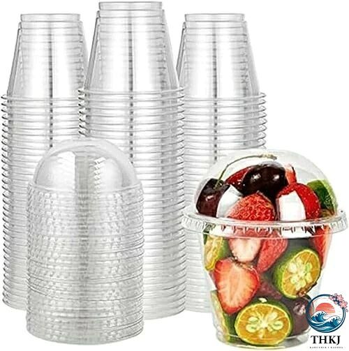 100 個 プラカップ 使い捨てドリンクカップ 透明カップ ミニカップ 透明 蓋付き ドーム ストロー付き クリアプラスチックカップ デザートカップ サラダカップ ゼリーカップ 使い捨てカップ パフェカ