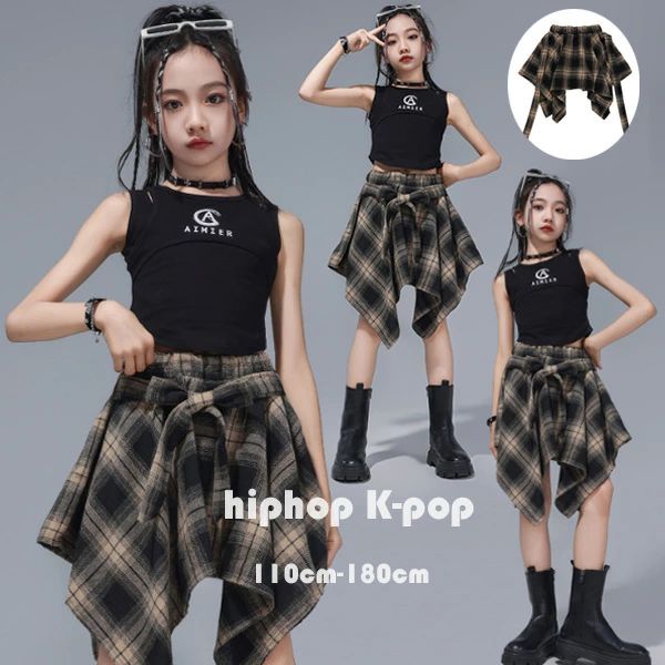 キッズダンス おしゃれ スカート 女の子 チアガール スカート ドラムショー 公演服 チェック柄スカート ガールズ ダンスウェア ファッシ chaschunka1-10023318 CHAS-CHUNK-Aショップ パッケージ画像
