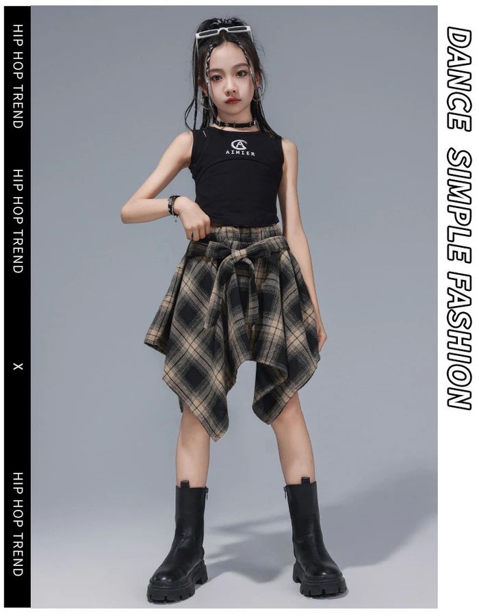 キッズダンス おしゃれ スカート 女の子 チアガール スカート ドラムショー 公演服 チェック柄スカート ガールズ ダンスウェア ファッシ chaschunka1-10023318 CHAS-CHUNK-Aショップ サンプル画像2