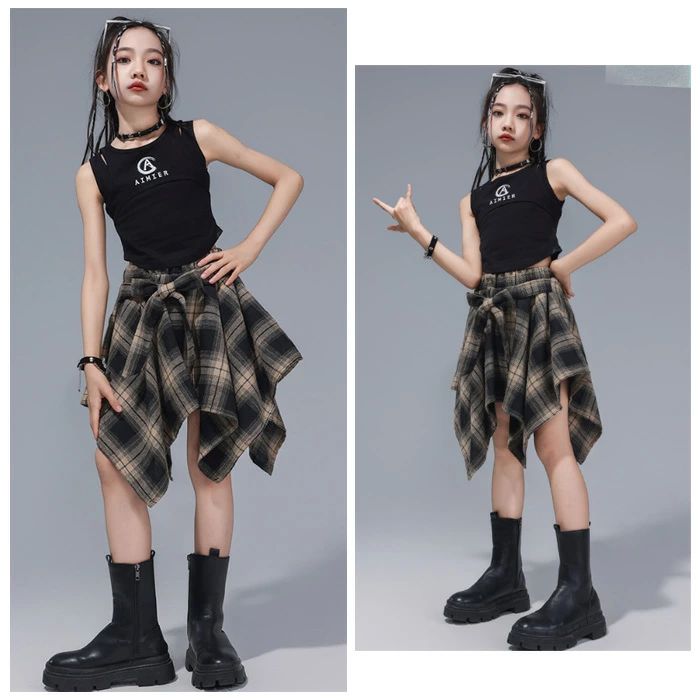 キッズダンス おしゃれ スカート 女の子 チアガール スカート ドラムショー 公演服 チェック柄スカート ガールズ ダンスウェア ファッシ chaschunka1-10023318 CHAS-CHUNK-Aショップ サンプル画像3