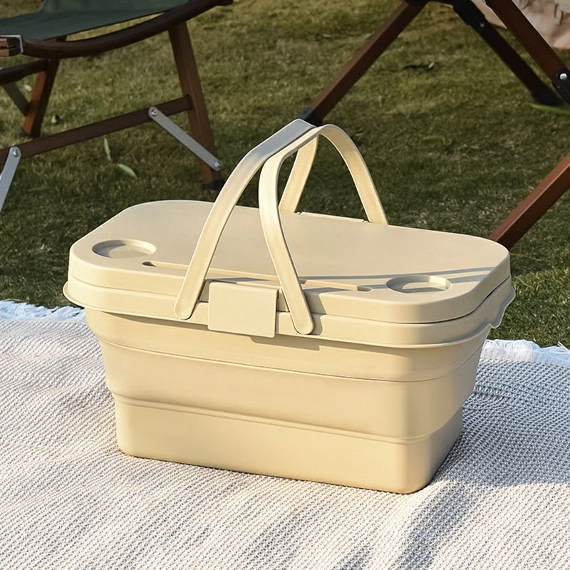 折りたたみ収納バスケット 大容量 折りたたみテーブル スーパー買い物かご レジャー&ピクニックバスケット 手提げ式 春のお出かけに 折