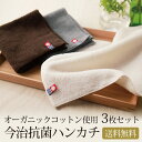 cacico 今治ハンカチ 3枚セット メール便送料無料 綿100% 24cm×24cm オーガニックコットン 銀イオン抗菌加工 高級 高品質 メンズ レディー...