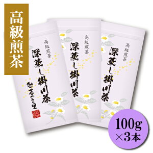 メール便送料無料!高級煎茶 深蒸し掛川茶 3本セット (100g袋入×3本) 【掛川茶 煎茶 緑茶 高級緑茶 静岡 静岡茶 深蒸 深蒸し茶 深蒸し茶掛川茶 茶葉 セット おすすめ 人気 おいしい 美味しい 上品 絶品 贅沢 濃厚 芳醇 贈答 ギフト プレゼント】