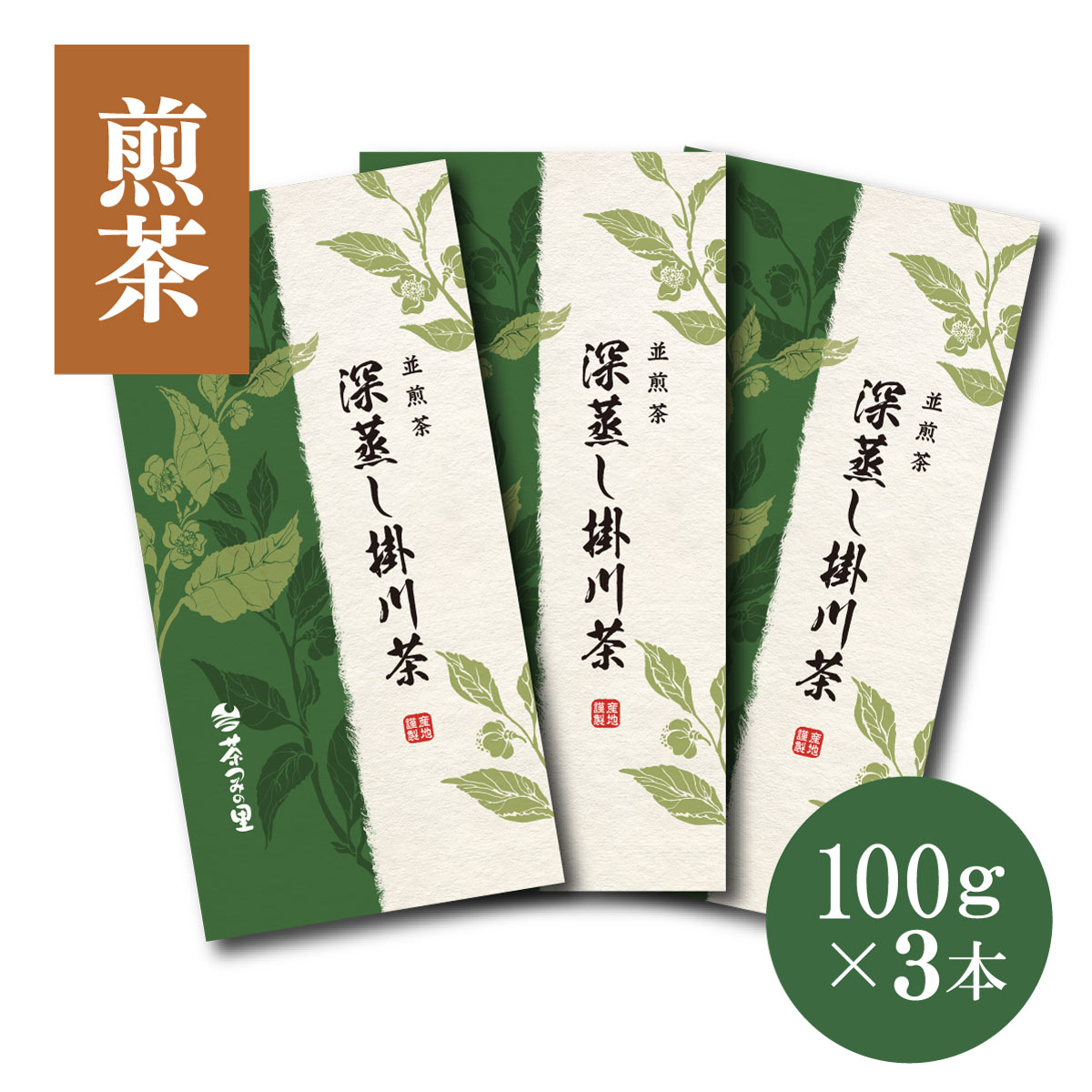 深蒸し掛川茶 3本セット (100g袋入×3本) 送料無料 