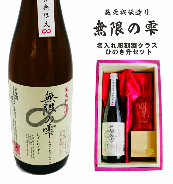 名入れ 日本酒 ギフト【 無限の雫 720ml 名入れ酒グラス ひのき升セット】 福島県 酒 名入れ プレゼント 名入れ ギフト 記念日 お誕生日 結婚祝い 還暦祝い 父の日 母の日 感謝 退職祝い 喜寿祝い 母の日 父の日 母の日プレゼント 父の日プレゼント ありがとう おめでとう