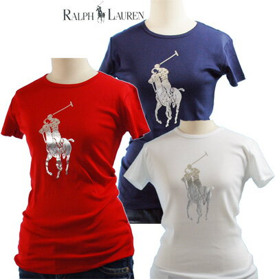 【ポイント10倍】POLO by Ralph Lauren レデイースシルバーメタリック ビッグポニー プリント半袖 Tシャツ【2010-Spring/NewModel】【ラルフローレン 】 #0428518、#0428519、#0428520