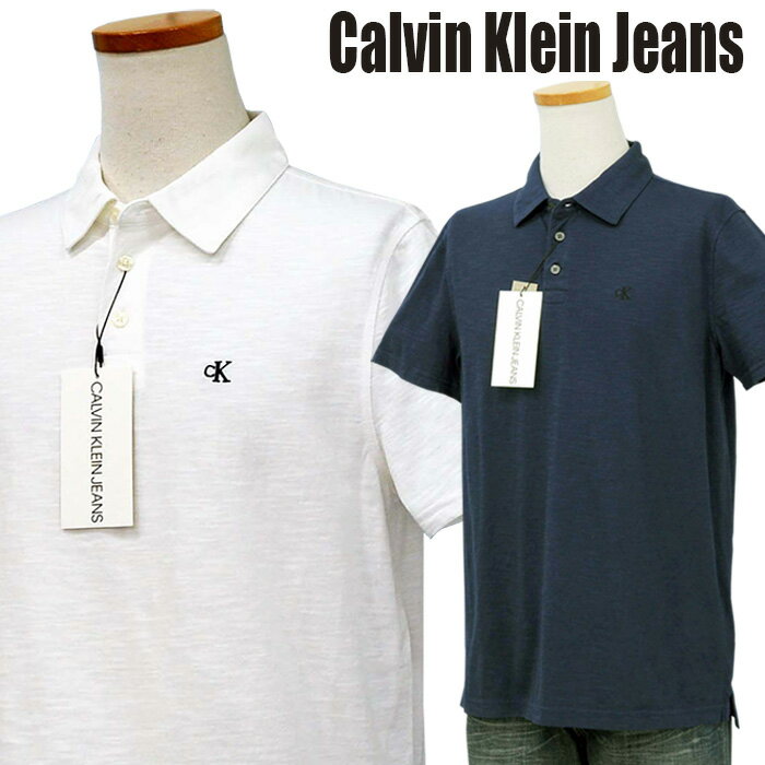 Calvin Klein Jeans Men'sCKロゴ刺繍 スラブ生地 半袖ポロシャツカルバンクライン ポロシャツ送料無料 父の日ギフト プレゼント