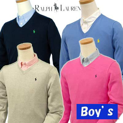 【ラルフローレン】POLO by Ralph Lauren Boy'sPimaコットン Vネックセーター【ラルフローレン ボーイズ】#323141497