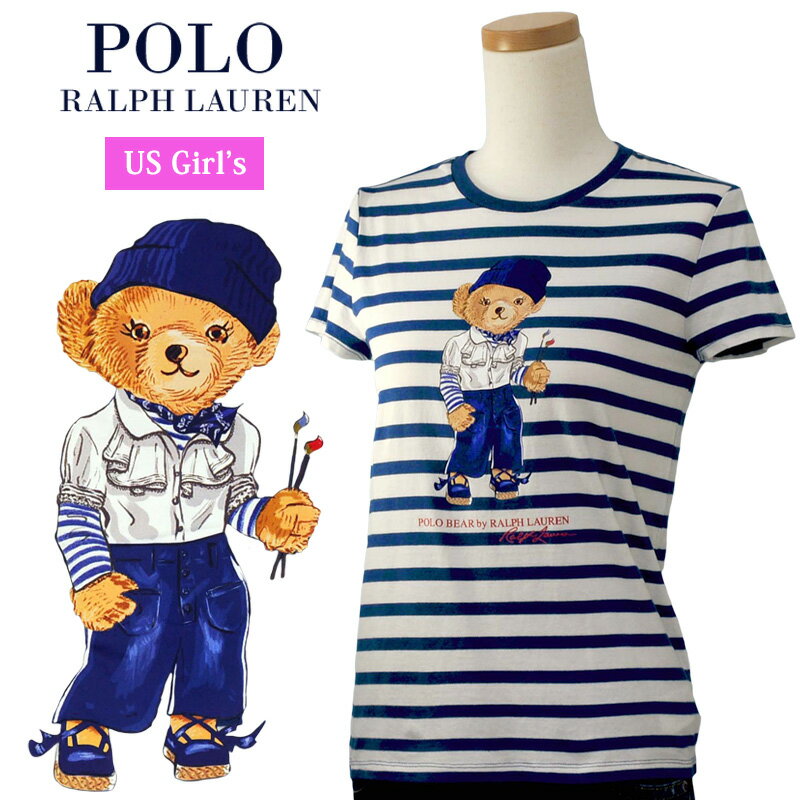 POLO by Ralph Lauren Girl'sポロベアー キャップスリーブ 半袖ボーダーTシャツラルフローレン ガールズ送料無料