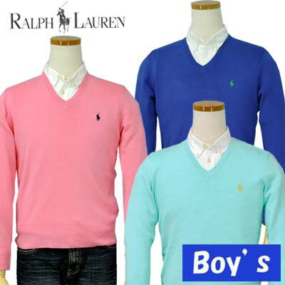 POLO by Ralph Lauren Boy'sプレミアムコットン　Vネックセーター【クリアランス、見切り処分品】