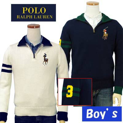 POLO by Ralph Lauren Boy'sビッグポニーハーフジップセータークリアランス、見切り処分品