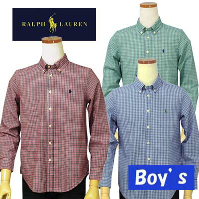 POLO by Ralph Lauren Boy'sラルフローレンマルチチェック サッカー生地、長袖シャツ【クリアランス、見切り処分品】【ラルフローレン ボーイズ】