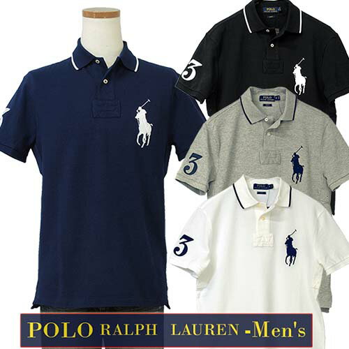 ラルフローレン POLO Ralph Lauren Men'sビッグポニー半袖鹿の子ポロシャツスリムフィット【ラルフローレン】XL,大きいサイズ【送料無料】