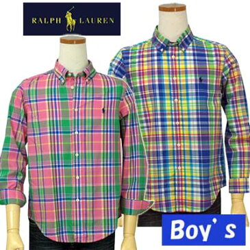 POLO by Ralph Lauren Boy'sラルフローレン長袖マドラスチェック シャツ【クリアランス、見切り処分品】【ラルフローレン ボーイズ】