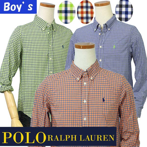 POLO by Ralph Lauren Boy'sマルチチェック長袖シャツボタンダウンシャツ送料無料