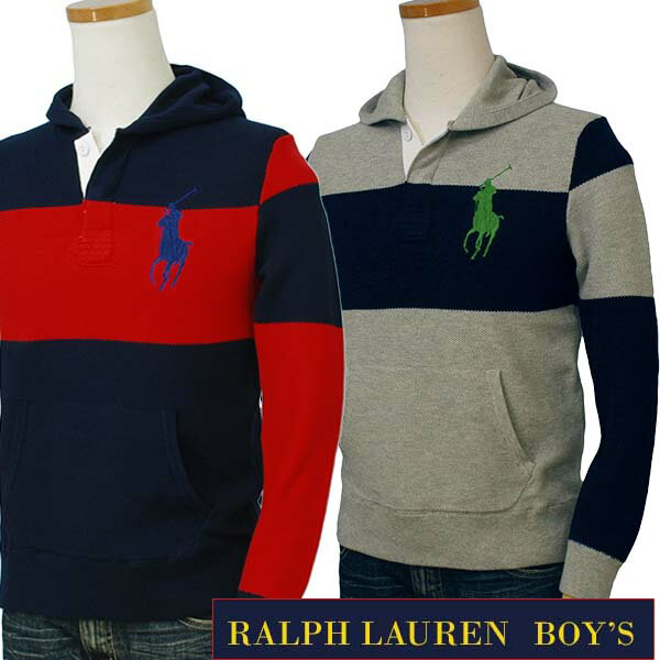 POLO by Ralph Lauren Boy'sビッグポニーカラーブロック パーカーラルフローレン ボーイズクリアランス、見切り処分品