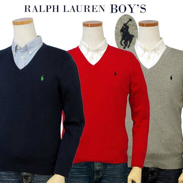 プライス ダウン 送料無料POLO Ralph Lauren Boy'sコットン Vネックセーター【ラルフローレン ボーイズ】