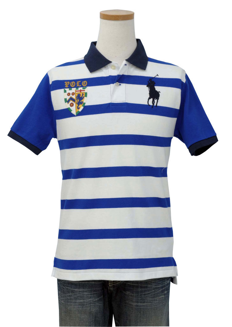 【全商品10%OFFクーポン】POLO by Ralph LaurenラルフローレンBoy'sビッグポニー エンブレム刺繍 半袖ボーダー鹿の子ポロシャツラルフローレン ビッグポニーポロシャツ